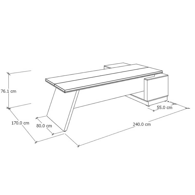 نقشه و ابعاد میز مدیریت BM4000