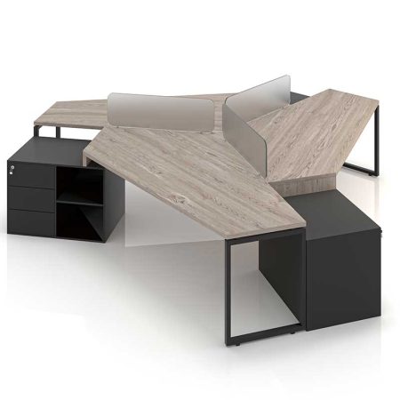 میز گروهی BW3070 با صفحه چوبی و فایل مشکی